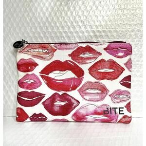 Bite Beauty Makeup Cosmetic Pouch Clutch Bag Case 8.5"x6"  Lip Design